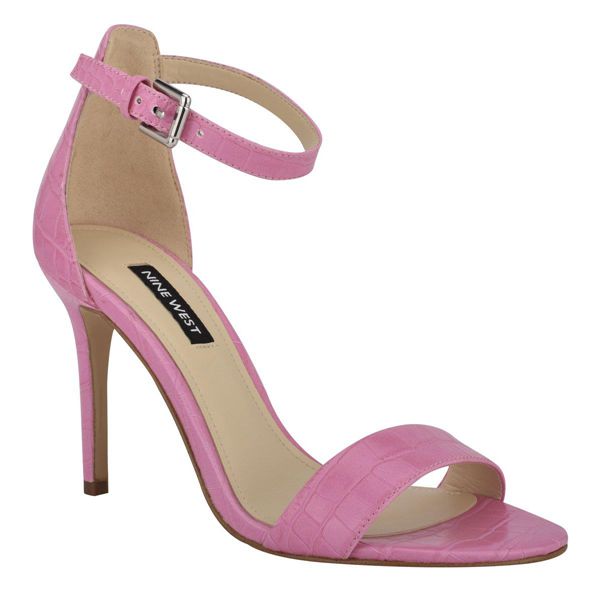 Nine West Mana Ankle Strap Pink Heeled Sandals | Ireland 37K86-6D37